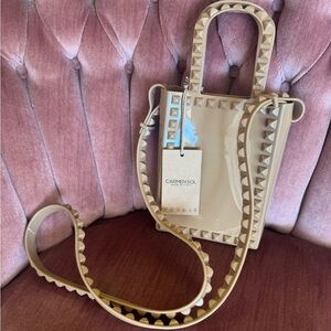 Carmen Sol Beige Studded Mini Bag